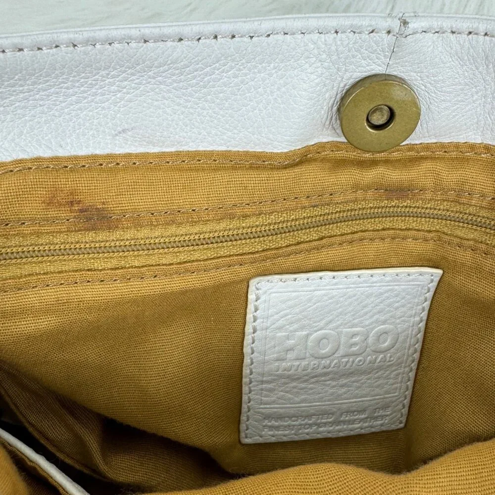 HOBO Cream Leather Hobo Shoulder Bag